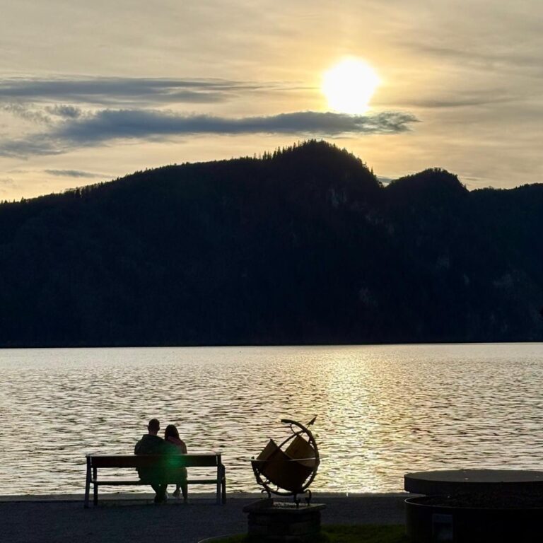 couple sitting near Lake Lucerne