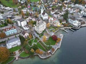 Vitznau and Lake Lucerne in autumn near Chalet Oz